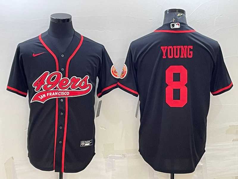 Men%27s San Francisco 49ers #8 Steve Young Black With Patch Cool Base Stitched Baseball Jersey->pittsburgh steelers->NFL Jersey
